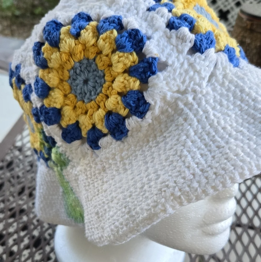 Hand Knit Floral Crochet Bucket Hat